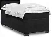 vidaXL Box Spring Bed with LED - King Single Black Fabric Bedstead