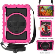 For iPad 10.2in (2021,2020,2019) 360 Case,Stand,Shoulder/Hand Strap,Hot Pink