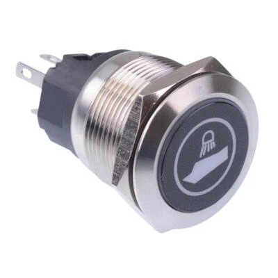 Boat Deck Light' Blue LED Latching 22mm Vandal Push Button Switch SPDT 12V