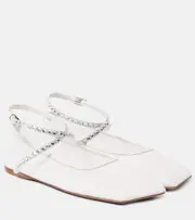 [Amina Muaddi] Amina Muaddi Ane embellished mesh ballet flats AU 7 white