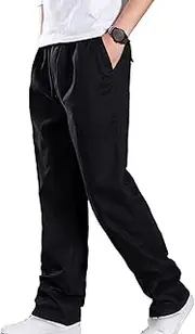 [Maiyifu-GJ] Men's Elastic Waist Loose Slacks Cotton Sweat-Absorbent Overalls Breathable Quick-Drying Sweatpants