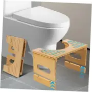 Bamboo Foldable Poop Stool - 7in & 9in Adjustable Heights for Natural Color
