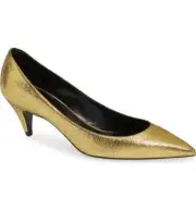 Saint Laurent Charlotte 55MM Gold Glitter Pointy Toe Pump SZ 38.5 NIB $795 YSL
