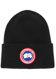 Canada Goose Arctic Disc Ribbed Wool Beanie - Black ONE SIZE