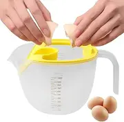 Egg Mixing Bowl with Handle | Baked Egg Beating Bowl Built-in Filter Plate with Scale,Food Grade Heat Resistant Egg Beating Bowl with Pour Spout and Filter for Oven