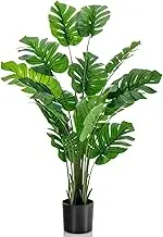 Costway Artificial Tree, 152 cm Potted Fake Monstera Deliciosa Plant, Maintenance Free Faux Tree with 15 Verdant Leaves, Tall Decorative Greenery Plant for Indoor, Outdoor, Home, Office