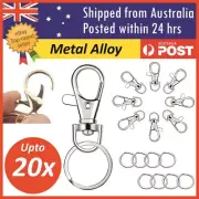Swivel Lobster Clasp Clips Hook Alloy Key Ring Split Silver Keychain Durable