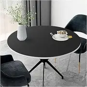 Black Round Tablecloth Waterproof Faux Leather Tablecloth for Large Dining Room Table Heat Resistant Vinyl Table Protector Pad Wipable Coffee Table Mat (90cm)