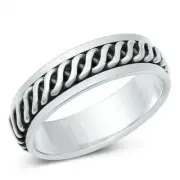 Spinner Ring Genuine Sterling Silver 925 Jewelry Gift Face Height 6 mm Size 8