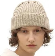 [UNDERCONTROL] Gold Brass Label Wool Cashmere Blend Fall Winter Unisex Cuffed Rollup Warm Plain Beanie Korea Knit Skull Ski Hat
