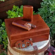 Brizard Cigar Humidor - Antique Saddle Leather 30/40 Ct with case and cutter NIB