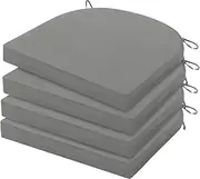 HARBOREST Outdoor Chair Cushions Set of 4 - Round Corner Waterproof Outdoor Cushions for Patio Furniture - Patio Furniture Cushions with Ties, 17"x16"x2", Light Grey