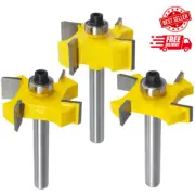 3PCS Rabbeting Router Bits 1/4 Shank Top Bearing Rabbet Router Bit Set Slot Cutt