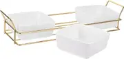 Ciieeo 1Set Appetizer Serving Tray Compartment Snack Bowl for Dried Fruits Nuts and Candies Decorative Home Food Container with Metal Rack Stand for Parties