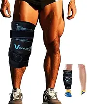 Extra Large Ice Pack Wrap Around Entire Knee After Surgery, Large Reusable Gel Cold Pad for Leg Thigh Shin and Calf Injuries and Pain Relief, Swelling and Sports Injury, Black