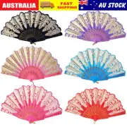 Folding Hand Fan Chinese Style Foldable Hand Held Fans Dance Party Favor Gift AU