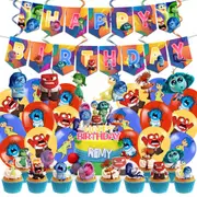 Inside Out Party Decorating Set Birthday Banner Cake Cupcake Toppers Balloons Swirls