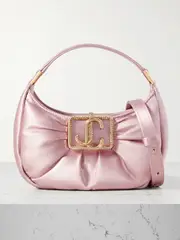 [Jimmy Choo] Jimmy Choo - Edie Mini Embellished Ruched Satin Shoulder Bag - Pink - One size One size Pink