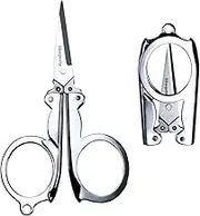 Shapenty Stainless Steel Folding Portable Travel Scissors Cutter Small Foldable Paper String Craft Shred Scissors, 2 Pack