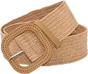 [Generic] Wing Belt Women Belt Straw Woven Elastic Stretch Wide Waist Belts For Dresses With Buckle Classic Vintage Distressed Casual Jean Leather Belt Strap