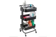 Jasart Art & Craft Mobile Studio Trolley Cart Shelf Organiser w Wheels Black