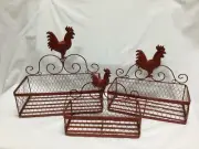 Reduced Price-Red Chicken Wire Nesting Storage Baskets Set/3