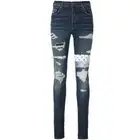 Amiri Paisley MA Art Patch Straight Fit Deep Classic Blue Denim Jeans