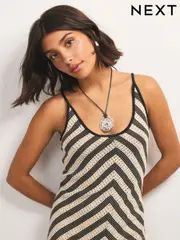 Silver Tone Swirl Black Cord Pully Necklace (AT6264) | $24