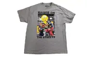 Sesame Street Mens Raised On The Streets Big Bird & Crew Funny Gray Shirt NWT XL