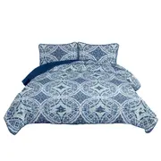 Blue Floral Bohemian Bedspread Quilts Coverlet Bedding Set Pillowcase