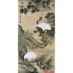 DFG889-豎版玄關裝飾畫松鶴延年（絹本畫芯未裱137*67CM）