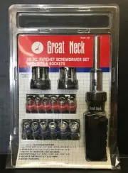 Great Neck 29 Piece Ratchet Screwdriver Set with Bits & Sockets - Brand New