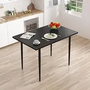 ADVWIN Dining Table Wood Kitchen Table Modern Rectangular Table for Dining Room Living Room Kitchen with Metal Legs Black