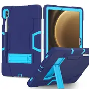 For Samsung Galaxy Tab S10+ / S9+ /S9 FE+ Plus 2023 SM-X810 /X816B /X610 /X616B Hybrid Fancy Shockproof Heavy Duty Kickstand Case Cover (Navy Blue)
