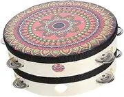 COSMEVIVI 2Pcs Wooden Hand Tambourine Single Row Percussion Drum for Adults Lightweight and Durable Musical Instrument for Dance Performances and Music Enthusiasts