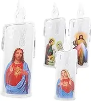 OKUMEYR 4pcs LED Candle Lights for Christmas Holy Night Decorative Flameless Candle Lamps and Reusable Table Light for Holiday Decor and Party Favors Without Base