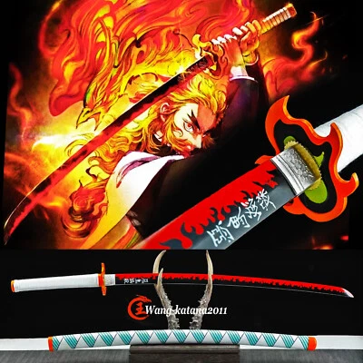 Demon Slayer鬼滅之刃Rengoku Kyoujurou 1060 Steel Katana Japanese Samurai Anime Sword