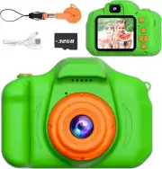 HD Kids Camera for Ages 3-9, 32GB SD Card, Portable Green Toy