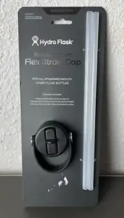 HYDROFLASK Hydro Flask Standard Mouth Flex Straw Black Cap Lid w/ 2 Flex Straws