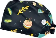 [YTYVAGT] 2-Pc,Scrub Bouffant Caps,Workout Hat with Sweatband Headgear for Women,Unicorn in Galaxy Space
