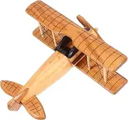 ULTECHNOVO Wooden Vintage Biplane Model Rustic Aircraft Figurine for Home Office Decor Plane Present for Collectors Unique Double Wing Design
