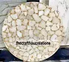 18"x18" White Agate Coffee Table Top, Natural Agate Center Sofa Table Top, Decor