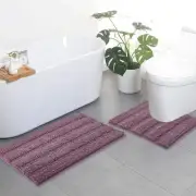Bath Rugs Ultra Thick and Soft Texture Chenille Plush Striped Floor Mats with...