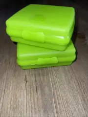Tupperware Sandwich Keeper Set of 2 Clamshell Lime Green New Lunch Container