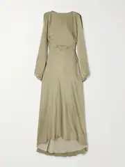 [Roksanda] Roksanda - Koda Draped Cape-effect Silk-satin Maxi Dress - Sage green - UK 4 UK 4 Green