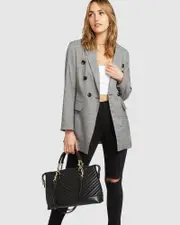 [Belle & Bloom] Too Cool For Work Plaid Blazer - Charcoal