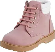 [Rugged Bear] Kids Hiking Outdoor Waterproof Lace-up Comfort Urban Styled Boots - Black/Tan/Pink (Toddler/Little Kid/Big Kid)