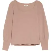 New Madewell Ottoman Rib Square Neck Top Faded Mauve XXS 2XS Womens