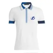 G/Fore Womens Contrast Zip Polo Top Snow Large Tech Pique Tampa Bay Lightning L