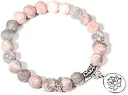[BOSUGE] Exquisite Bracelet,Bracelet，Natural Pink Zebra Stone Bracelets Women Buddha Silver ColorBangle Pulsera Energy Women Bracelets-Silver Plated,17Cm (Color : Rose Gold Color)